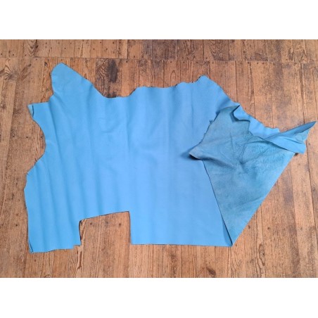 Demi-peau de cuir de taurillon pleine fleur - Bleu - Cuir en Stock
