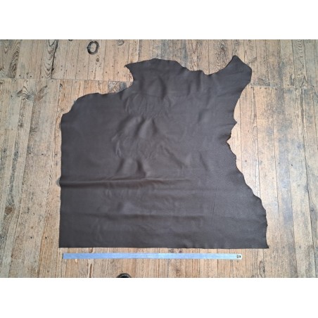 Demi-peau de cuir de vache grainée - choco mat - maroquinerie - ameublement - cuir en stock