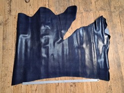 Demi peau de cuir de vachette façon serpent - Bleu - B - Cuir en Stock