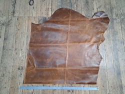 Demi-peau de cuir de vachette pullup ciré - Brun - C