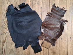 Lot de 2 peaux de cuir de lézard - B - Noir/Brun