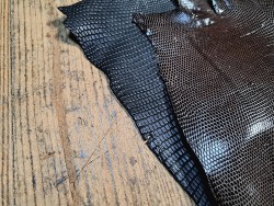 Lot de 2 peaux de cuir de lézard - C - Anthracite/Chocolat
