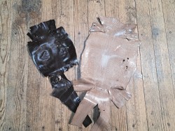 Lot de 2 peaux de cuir de lézard - D - Beige/Chocolat