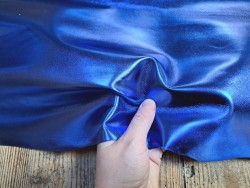 Peau de cuir de chèvre métallisé - bleu roi - Cuir en Stock