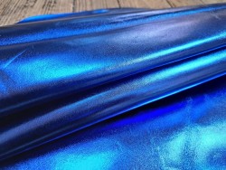 Peau de cuir de chèvre métallisé - bleu roi - Cuir en Stock