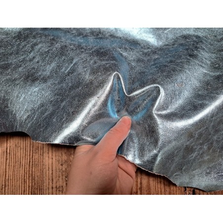 Peau de cuir de chèvre métallisé - bleu ciel - Cuir en Stock