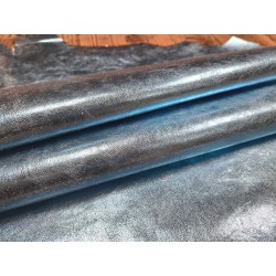 Peau de cuir de chèvre métallisé - bleu ciel - Cuir en Stock