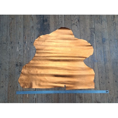 Peau de cuir de chèvre métallisé - orange - Cuir en Stock