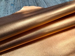 Peau de cuir de chèvre métallisé - orange - Cuir en Stock