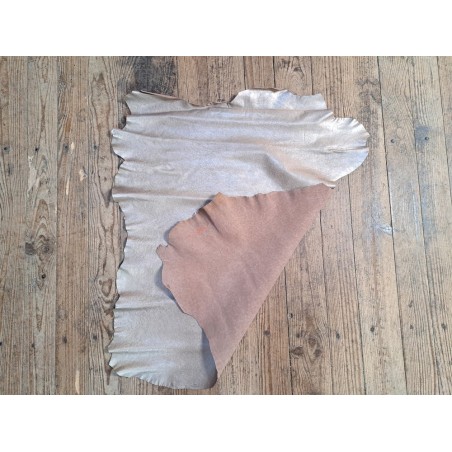 Peau de cuir de chèvre métallisé - sable - Cuirenstock