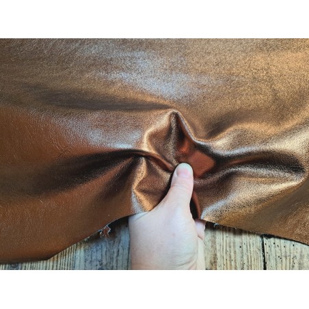 Peau de cuir de chèvre métallisé - bronze - Cuir en Stock