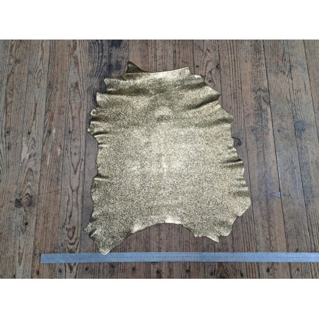 Peau de cuir de chèvre métallisé - strass - or jaune - Cuirenstock
