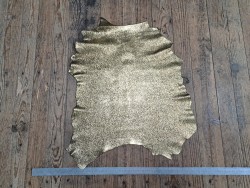 Peau de cuir de chèvre métallisé - strass - or jaune - Cuirenstock