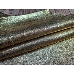 Peau de cuir de chèvre métallisé - strass - or jaune - Cuir en stock