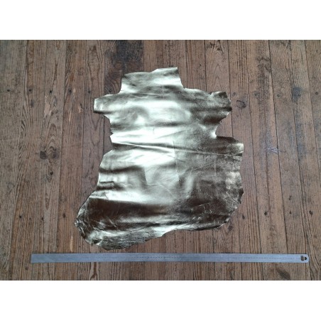 Peau de cuir de chèvre métallisé light gold - Cuir en stock