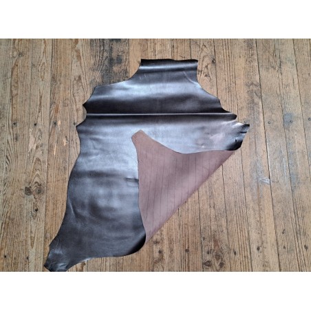 Peau de cuir de chèvre métallisée - Marron glacé