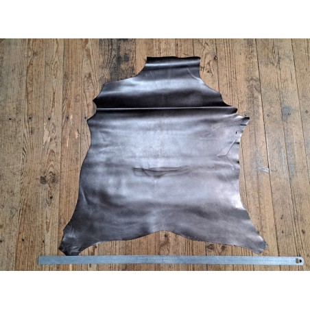 Peau de cuir de chèvre métallisée - Marron glacé