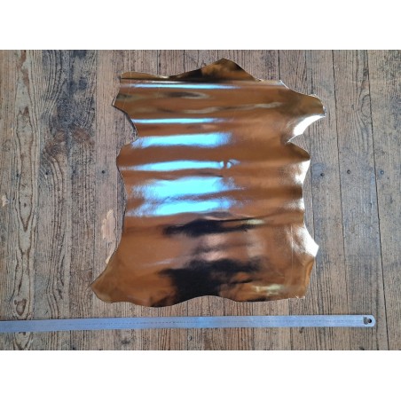 Peau de cuir de chèvre métallisé effet miroir - or blanc -  maroquinerie - Cuir en stock