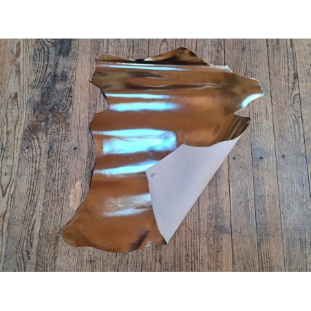 Peau de cuir de chevre métalisé effet miroir - Or blanc