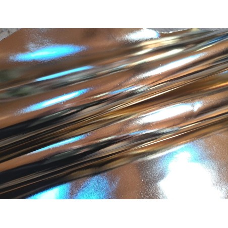 Peau de cuir de chèvre métallisé effet miroir - or blanc -  maroquinerie - Cuir en Stock