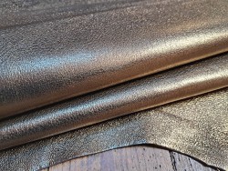 Peau de cuir de chèvre métallisé - bicolor - or/marron - Cuir en stock