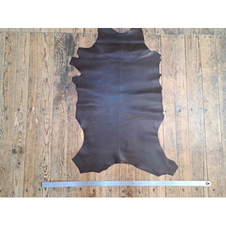 Peau de cuir de chèvre métallisée bicolor - Or/Marron