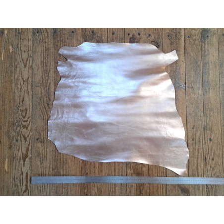Peau de cuir de chèvre métallisé - rose pastel - Cuirenstock