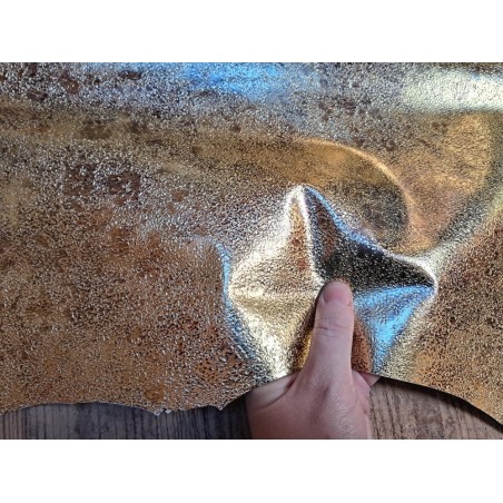 Peau de cuir de chèvre métallisée effet antique - Or