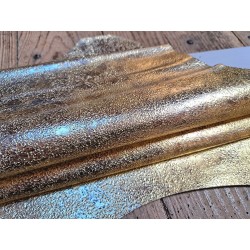 Peau de cuir de chèvre métallisé - or antique- Cuir en stock