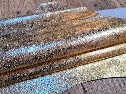 Peau de cuir de chèvre métallisé - or antique- Cuir en stock
