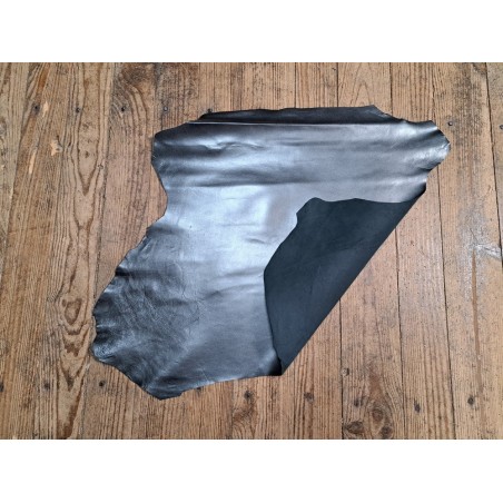 Peau de cuir de petite chèvre nacrée - Anthracite