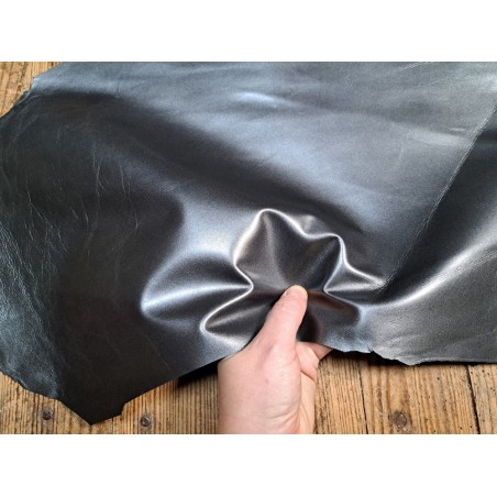 Peau de cuir de petite chèvre nacrée - Anthracite