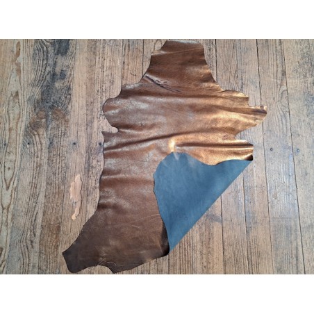 Peau de cuir de chèvre grainée métallisée - Brun antique