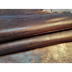 Peau de cuir de chèvre métallisé - brun antique - Cuir en stock