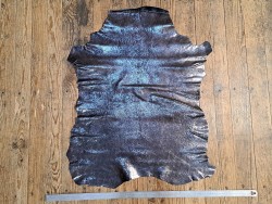Peau de cuir de chèvre métallisé - serpent - noir/argent - cuir en stock