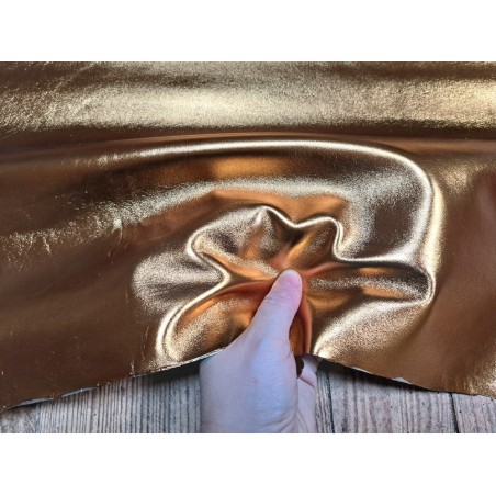 Peau de cuir de chèvre métallisé - metallic gold - Cuir en Stock