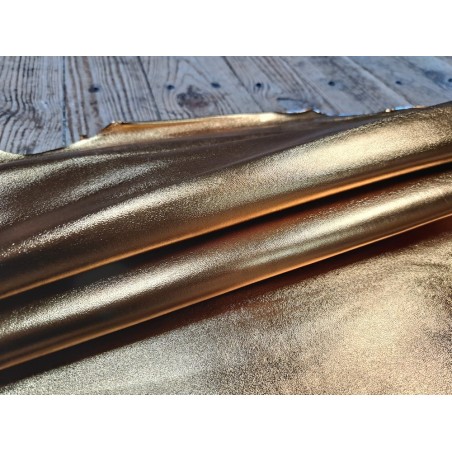 Peau de cuir de chèvre métallisé - metallic gold - Cuir en Stock