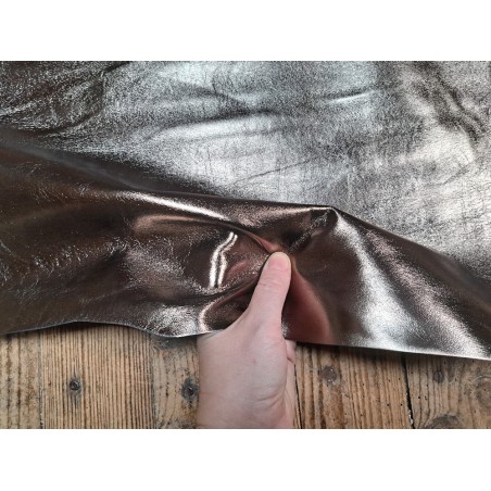 Chèvre métallisée - Gunmetal - maroquinerie - cuirenstock