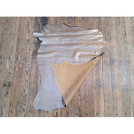 Peau de cuir de chèvre irisée - Beige - Cuir en Stock