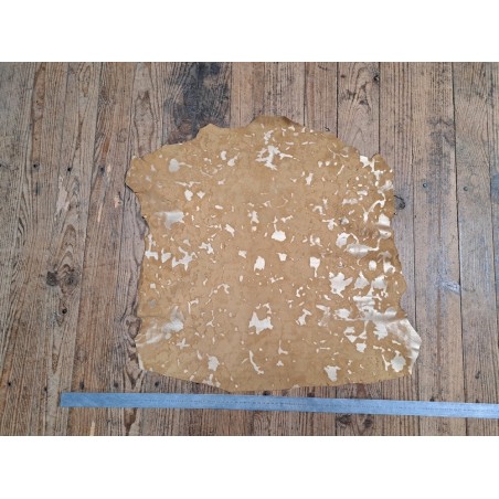 Peau de cuir de chèvre usée métallisé - beige - Cuir en stock