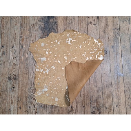 Peau de cuir de chèvre usée métallisé - beige - Cuirenstock