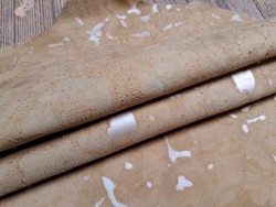 Peau de cuir de chèvre usée métallisé - beige - Cuir en Stock