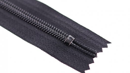 fermeture-glissiere-noire-argente-zip-metal-tirette-plastique-24cm-Cuir en Stock