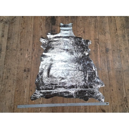Peau de cuir de chèvre métallisé - aluminium - argent - Cuir en stock