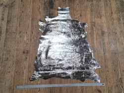 Peau de cuir de chèvre métallisé - aluminium - argent - Cuir en stock