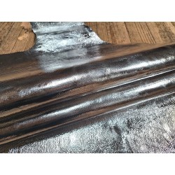 Peau de cuir de chèvre métallisé - aluminium - argent - Cuir en Stock