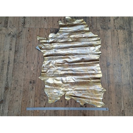 Peau de cuir de chèvre métallisé - orange clair/argent - Cuir en stock