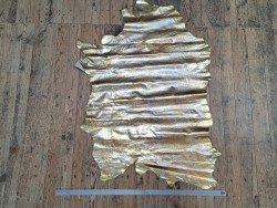 Peau de cuir de chèvre métallisé - orange clair/argent - Cuir en stock