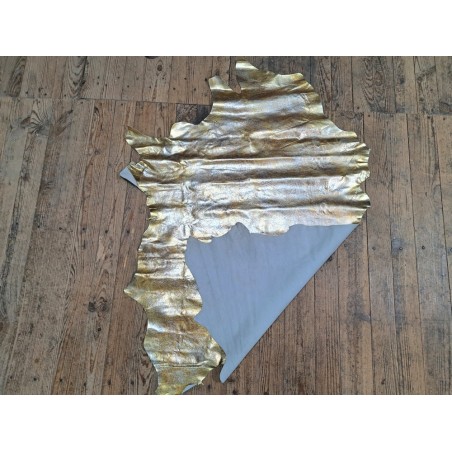 Peau de cuir de chèvre nuancée métallisée - Argent/Orange clair