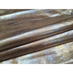 Peau de cuir de chèvre métallisé - orange clair/argent - Cuir en Stock